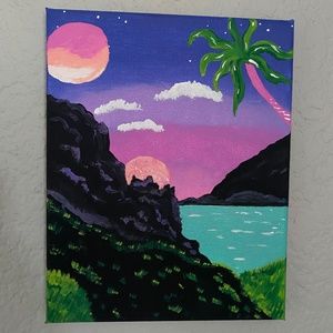 TROPICAL SUNSET ACRYLIC CANVAS PAINTING